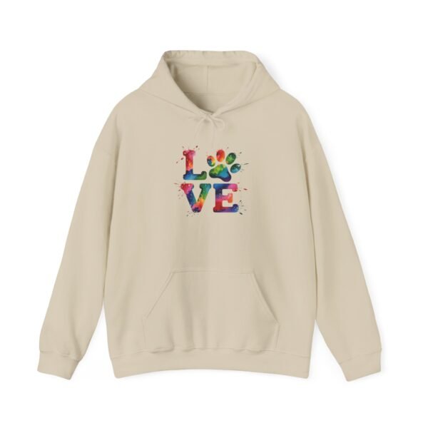 Colorful Paw Print Love Sweatshirt | Unisex Hoodie for Pet Lovers, Animal Rescue Fundraiser, Cozy Gift, Cute & Comfy Wear - Image 12