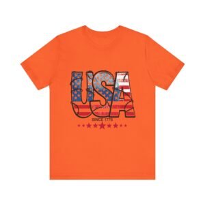 USA Flag Patriotic Tee, Unisex Short Sleeve T-Shirt, Fourth of July Gift, Americana Apparel, Casual Summer Shirt