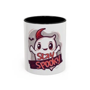 Stay Spooky Accent Coffee Mug for Halloween Lovers, Cute Ghost Design, Unique Gift for Friends, October Celebration, Fun Kitchen Decor