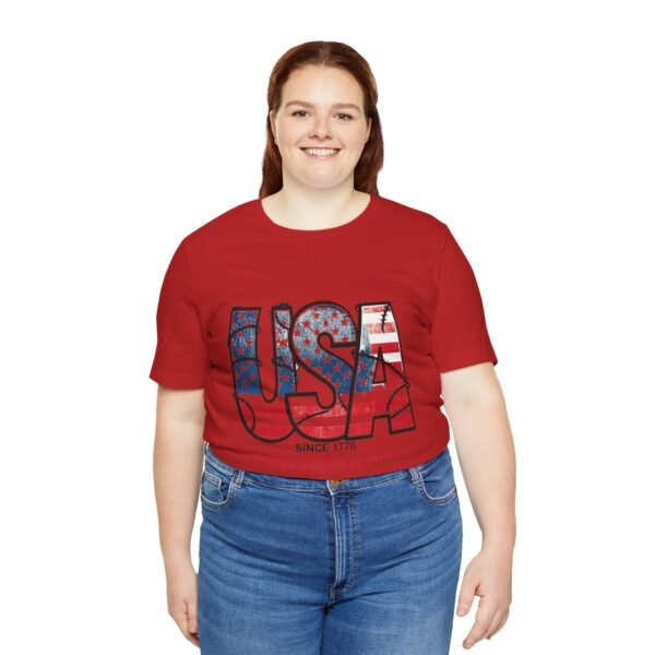 USA Flag Patriotic Tee, Unisex Short Sleeve T-Shirt, Fourth of July Gift, Americana Apparel, Casual Summer Shirt - Image 43