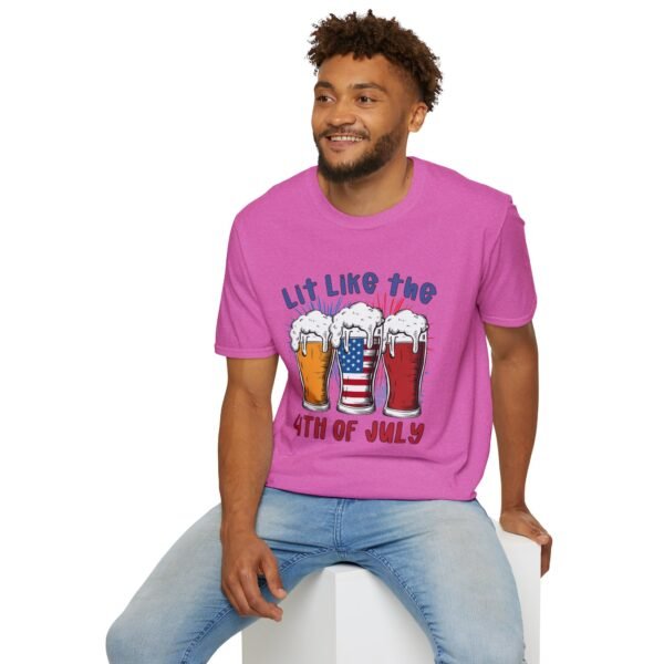 Lit Like the 4th of July Unisex Softstyle T-Shirt, Patriotic Tee, Summer Celebration Shirt, Gifts for Independence Day, Fun BBQ Apparel - Image 7