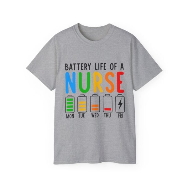 Battery Life of a Nurse Tee, Funny Nurse Gift, Healthcare Worker Shirt, Nursing Humor Apparel, Nurse Appreciation Day Tee - Image 16