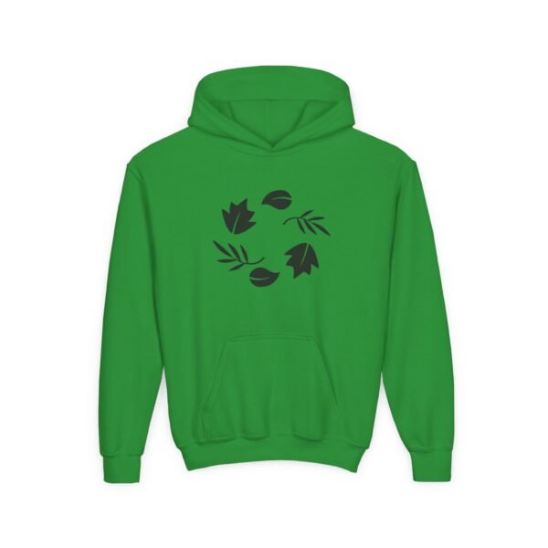 Youth Leaf Print Hooded Sweatshirt - Cozy Autumn Vibes, Perfect for Fall, Nature Lovers, Casual Wear, Warmth