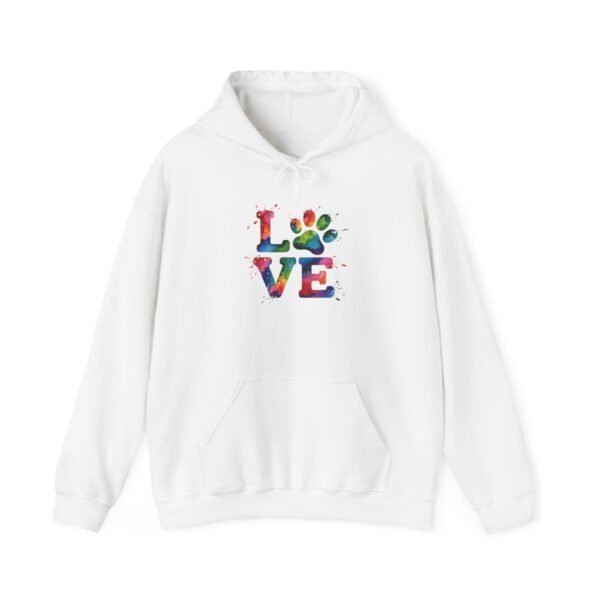 Colorful Paw Print Love Sweatshirt | Unisex Hoodie for Pet Lovers, Animal Rescue Fundraiser, Cozy Gift, Cute & Comfy Wear - Image 5