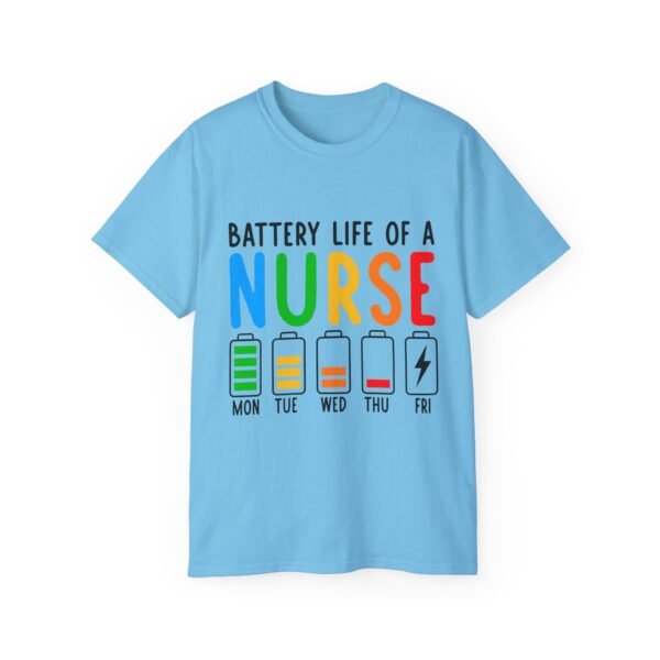 Battery Life of a Nurse Tee, Funny Nurse Gift, Healthcare Worker Shirt, Nursing Humor Apparel, Nurse Appreciation Day Tee - Image 32