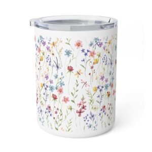 Floral Insulated Coffee Mug, Flower Mug, Gift for Her, Warm Beverage Cup, Spring Decor, Unique Tea Mug, Floral Design Coffee Cup