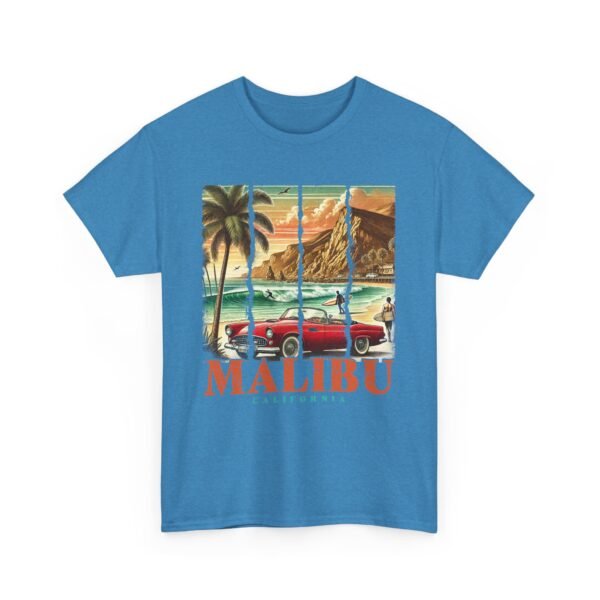 Malibu Vibes Unisex Heavy Cotton Tee, Vintage California T-Shirt, Beachwear, Summer Outing, Casual Wear, Gift for Travelers - Image 3