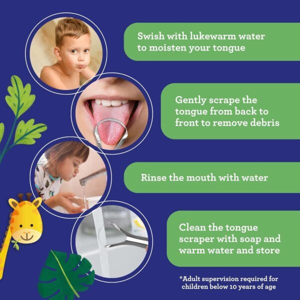 GuruNanda Kids Tongue Scraper (2-Pack) with Travel... - Image 6