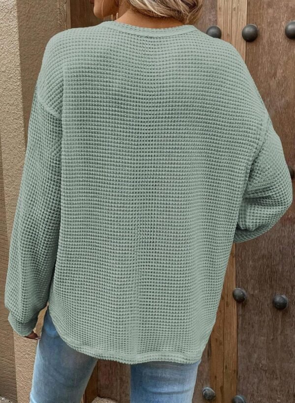 Dokotoo Womens Waffle Knit Tops 2025 Oversized Lon... - Image 5