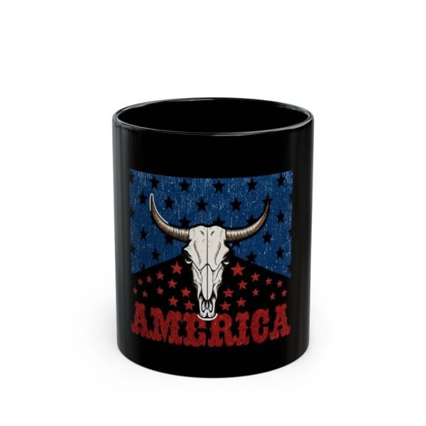 Patriotic Mug black ceramic, Independence Day and Memorial Day.