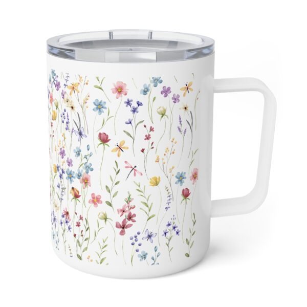 Floral Insulated Coffee Mug, Flower Mug, Gift for Her, Warm Beverage Cup, Spring Decor, Unique Tea Mug, Floral Design Coffee Cup - Image 4