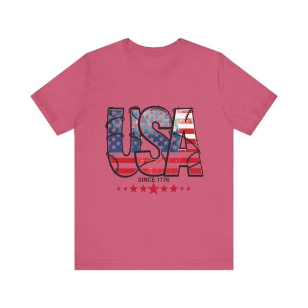 USA Flag Patriotic Tee, Unisex Short Sleeve T-Shirt, Fourth of July Gift, Americana Apparel, Casual Summer Shirt - Image 37