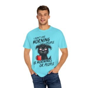 Funny Morning People T-shirt, Gift for Dog Lovers, Sarcastic Tee, Coffee Lover Shirt, Quirky Humor Apparel, Perfect for Birthdays
