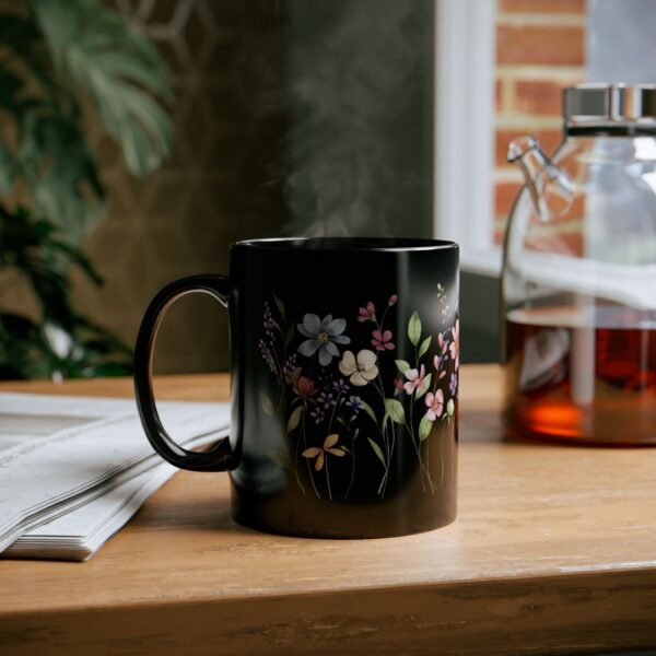 Floral Black Mug with Wildflowers Design, Coffee Cup, Gift for Garden Lovers, Mother's Day, Flower Enthusiast, Tea Mug, Home Decor - Image 6