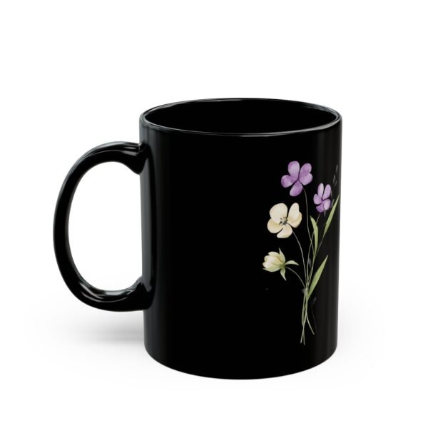 Floral Black Mug, Elegant Coffee Cup, Floral Drinkware, Gift for Her, Home Decor, Tea Lover, Mother’s Day Present - Image 3
