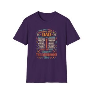 Dad’s Rockin’ Fatherhood Tour T-Shirt | Unisex Softstyle Tee for Father’s Day, Gift for Dad, Family Reunion, Birthday, Dad Humor
