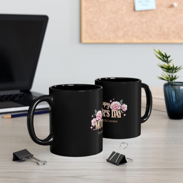 Happy Mother's Day Black Mug - Floral Design, Gift for Mom, Coffee Cup, Tea Mug, Birthday Present Ideas, Elegant Drinkware - Image 4