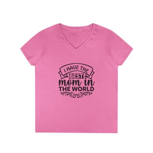 Best Mom V-Neck T-Shirt | Gift for Mom, Mother's Day Top, Casual Wear, Family Celebration Tee, Funny Mom Shirt - Image 2