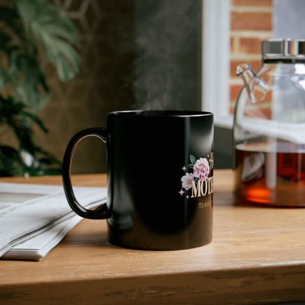 Happy Mother's Day Black Mug - Floral Design, Gift for Mom, Coffee Cup, Tea Mug, Birthday Present Ideas, Elegant Drinkware - Image 5