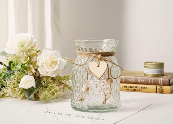 YJ Fake Flowers with Vase, Silk Roses Artificial F... - Image 5