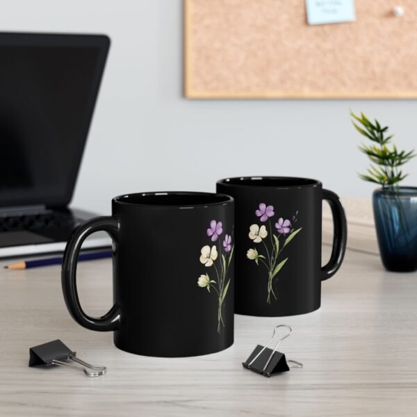 Floral Black Mug, Elegant Coffee Cup, Floral Drinkware, Gift for Her, Home Decor, Tea Lover, Mother’s Day Present - Image 5