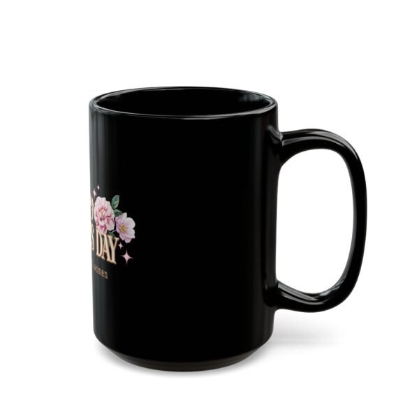 Happy Mother's Day Black Mug - Floral Design, Gift for Mom, Coffee Cup, Tea Mug, Birthday Present Ideas, Elegant Drinkware - Image 7