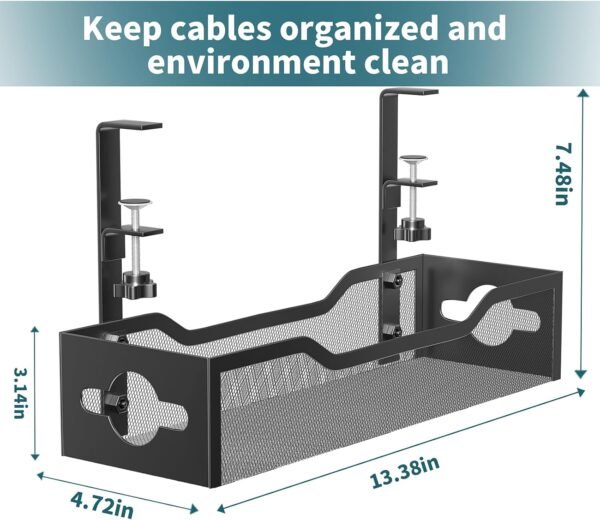 Under Desk Cable Management Tray No Drill, Metal M... - Image 8