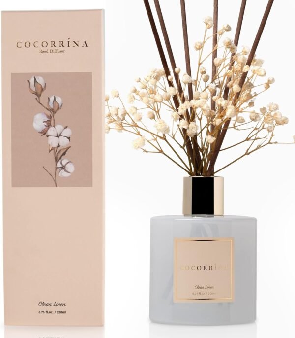 Cocorrína Reed Diffuser Set, 6.7 oz Clean Linen Sc... - Image 2