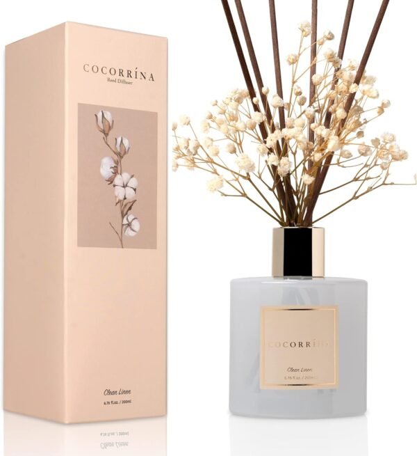 Cocorrína Reed Diffuser Set, 6.7 oz Clean Linen Sc... - Image 3