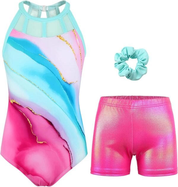 Gymnastics Leotards for Girls With Shorts Sparkly ... - Image 2