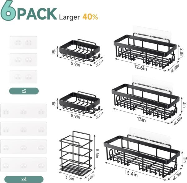 Veken Rustproof & Waterproof Shower Caddy 6-Pack, ... - Image 8