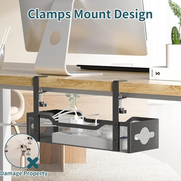 Under Desk Cable Management Tray No Drill, Metal M... - Image 3