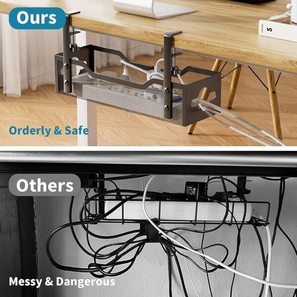 Under Desk Cable Management Tray No Drill, Metal M... - Image 5