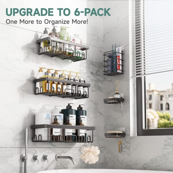 Veken Rustproof & Waterproof Shower Caddy 6-Pack, ... - Image 7
