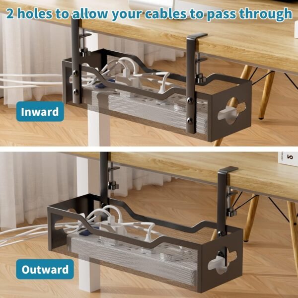 Under Desk Cable Management Tray No Drill, Metal M... - Image 6