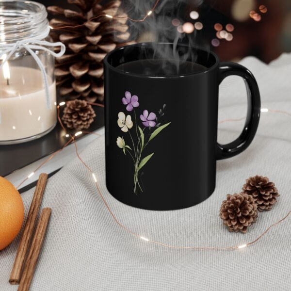 Floral Black Mug, Elegant Coffee Cup, Floral Drinkware, Gift for Her, Home Decor, Tea Lover, Mother’s Day Present - Image 4