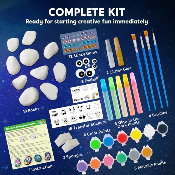 JOYIN Rock Painting Kit- Glow in The Dark Rock Kit... - Image 5