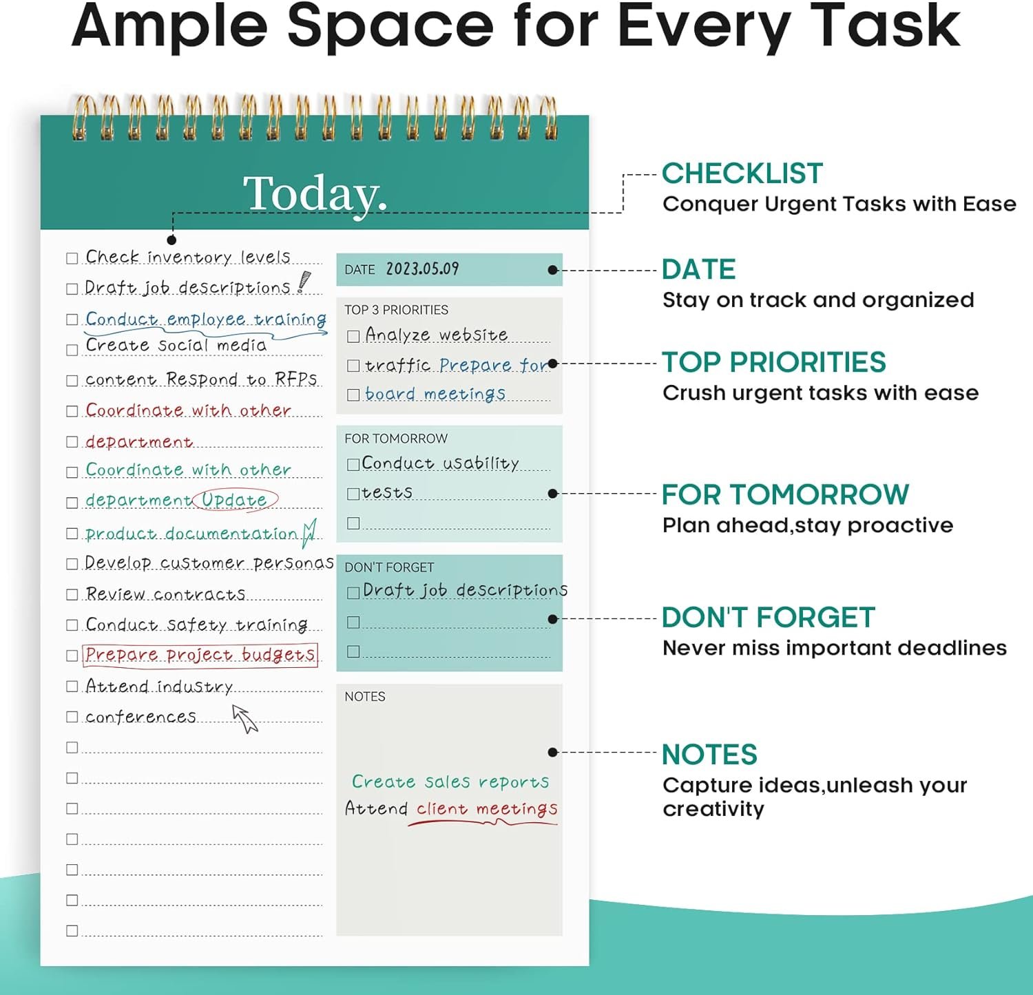 To Do List Pad - To Do List Notebook for Work with... - Image 3