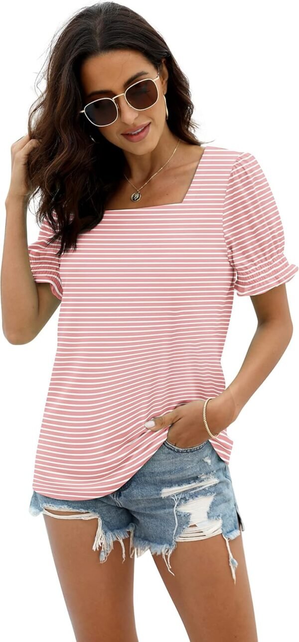 WIHOLL Tops for Women Summer Casual Ruffle Trim Sl... - Image 4