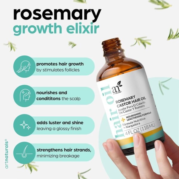 ArtNaturals Organic Rosemary & Castor Hair Growth ... - Image 4