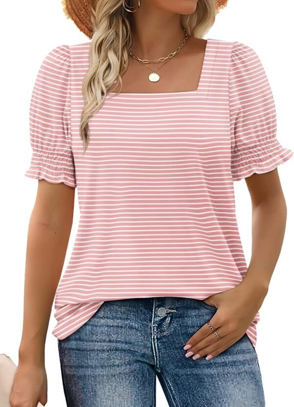 WIHOLL Tops for Women Summer Casual Ruffle Trim Sl... - Image 2