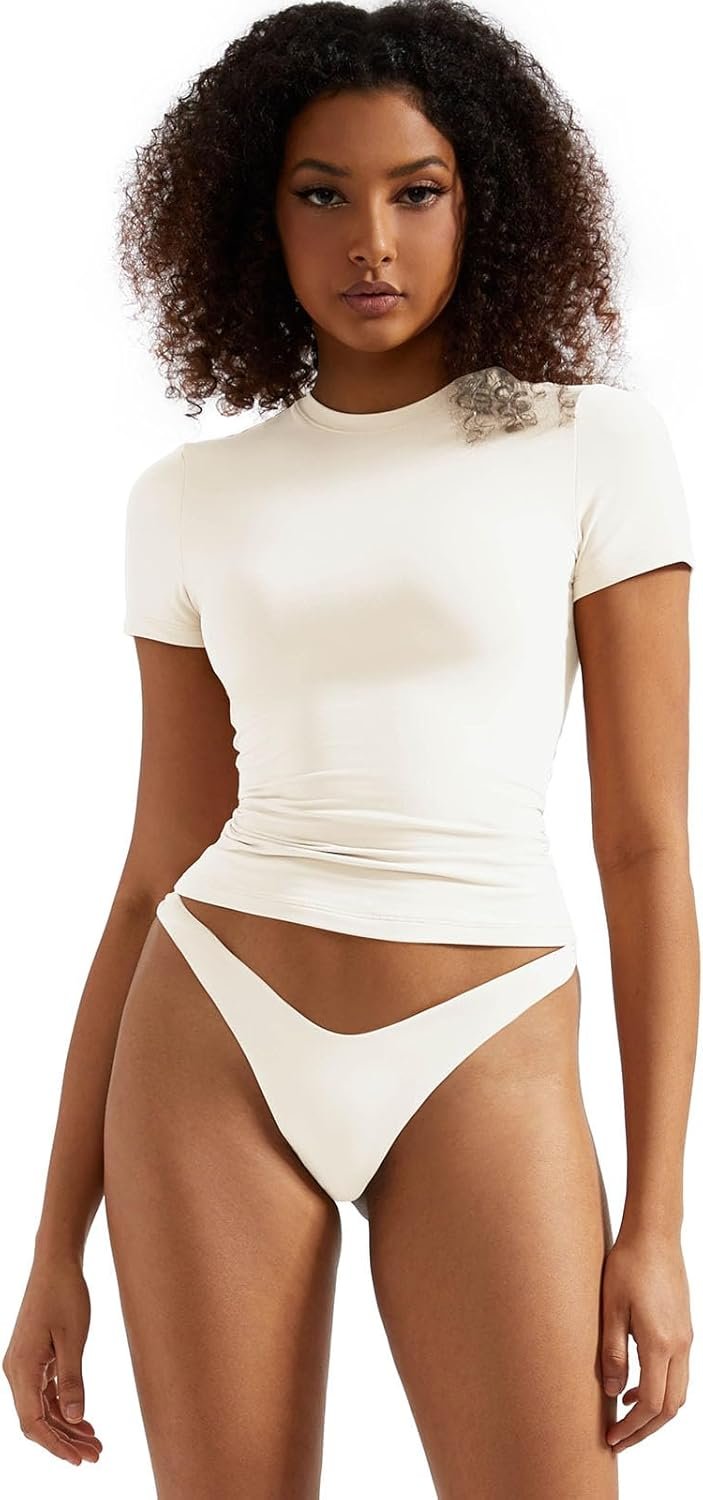 SUUKSESS Women Double Lined Fitted Basic Tee Crew ... - Image 2