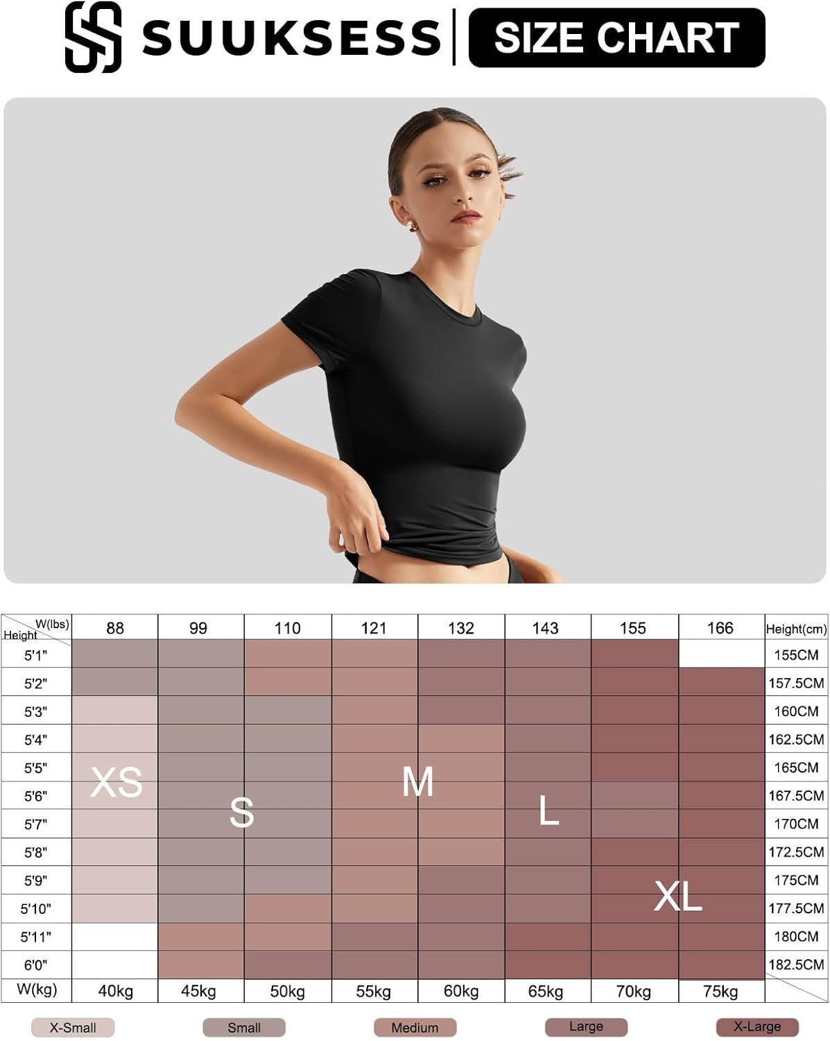 SUUKSESS Women Double Lined Fitted Basic Tee Crew ... - Image 8