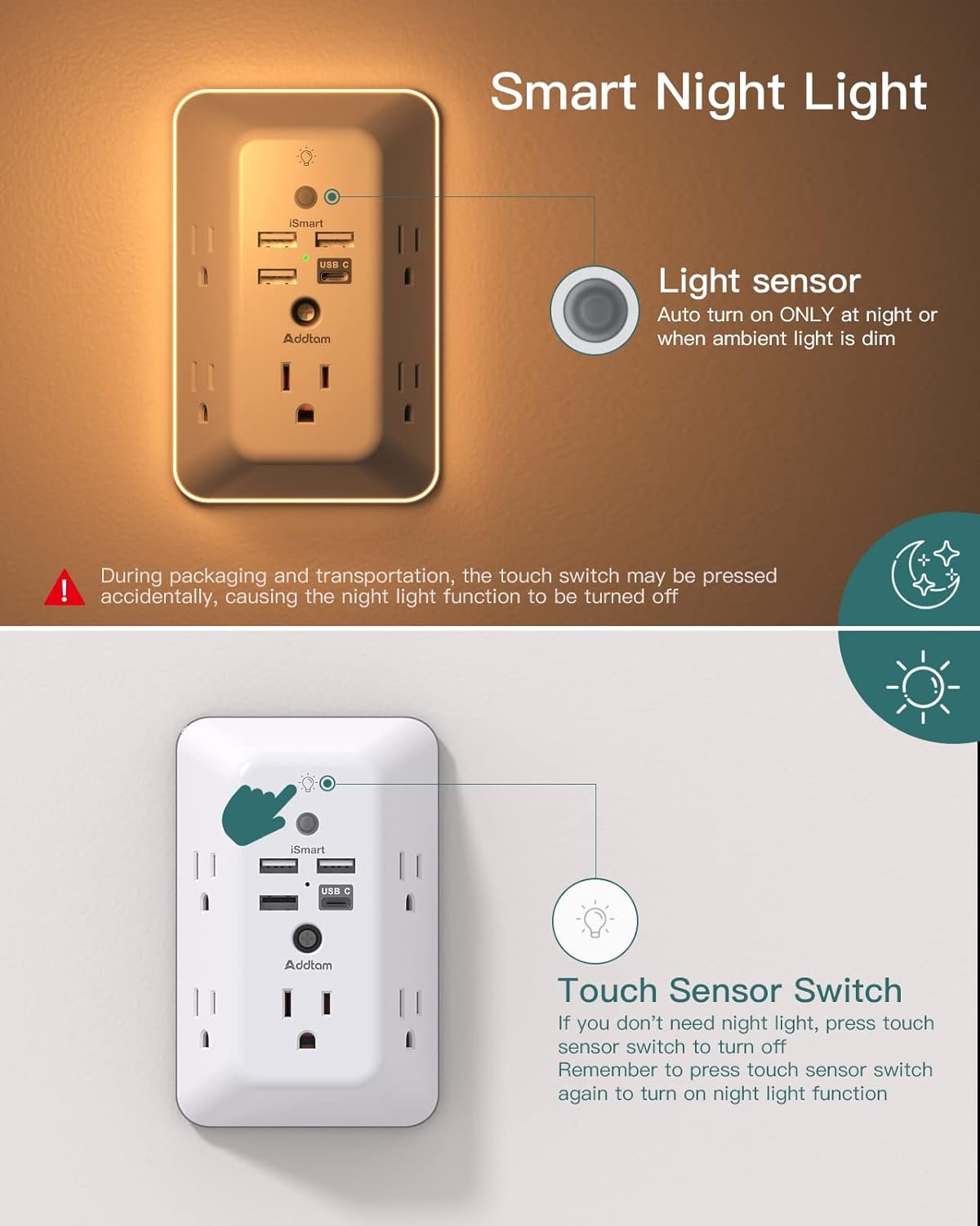 Surge Protector, Outlet Extender with Night Light,... - Image 4