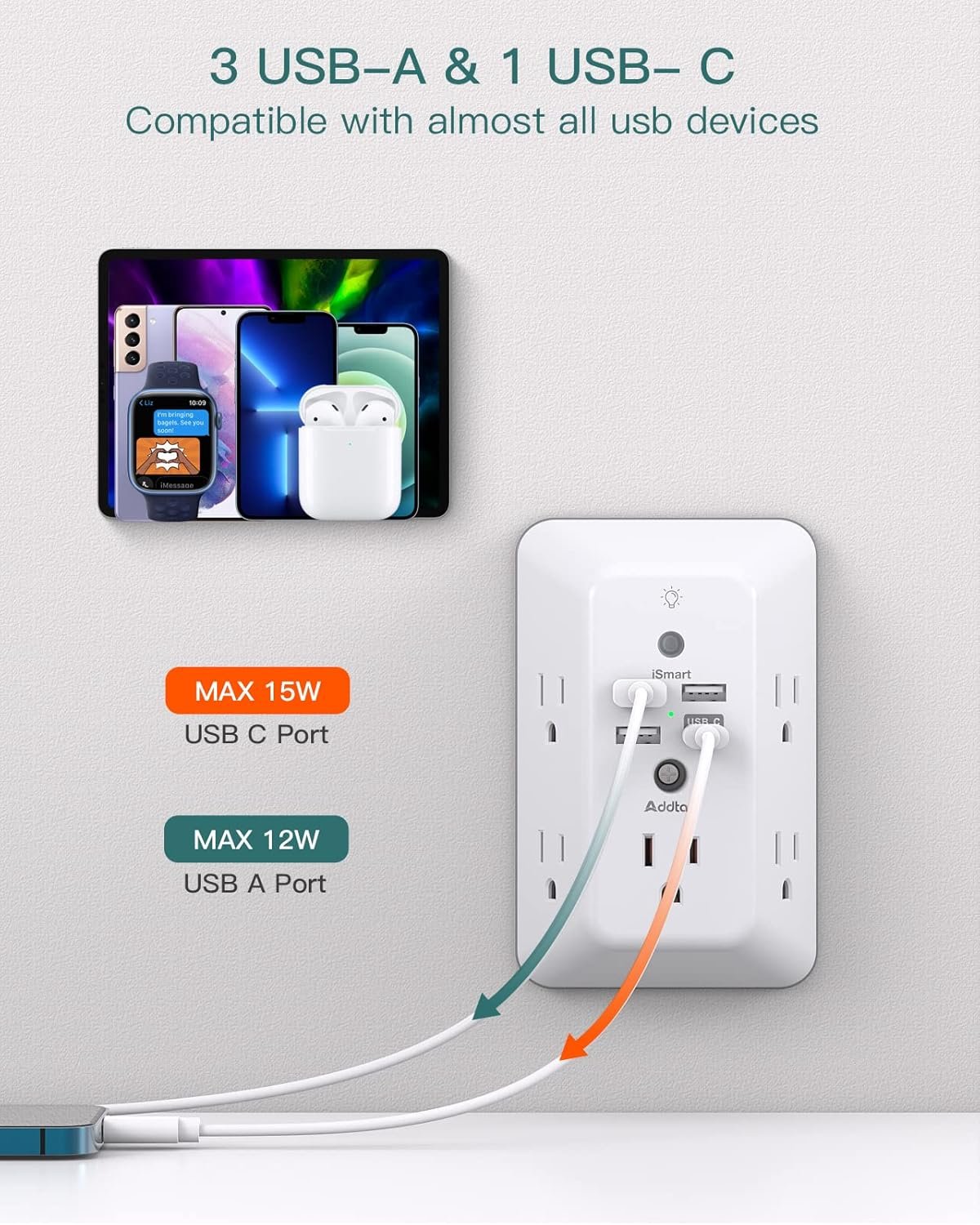 Surge Protector, Outlet Extender with Night Light,... - Image 7