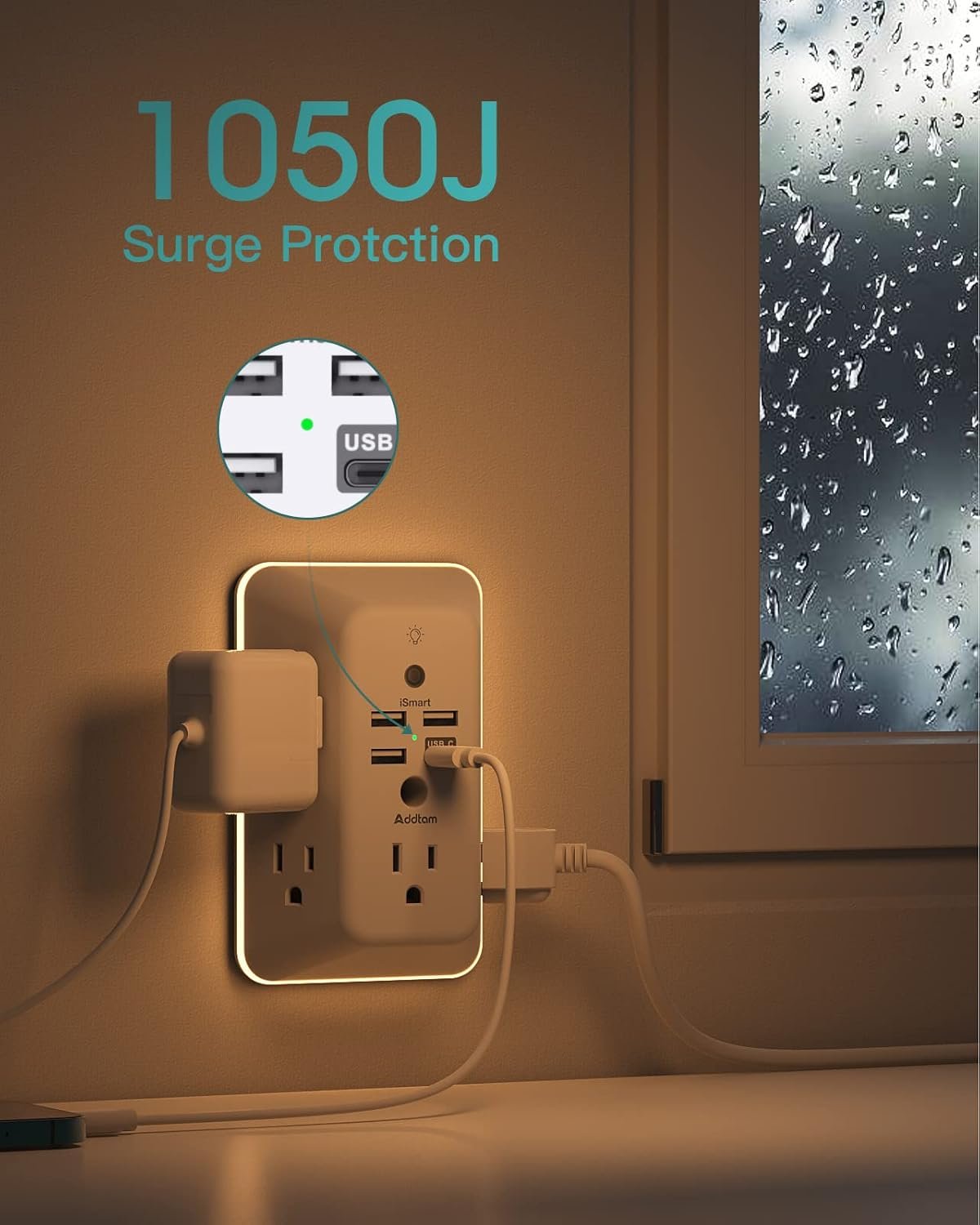 Surge Protector, Outlet Extender with Night Light,... - Image 8