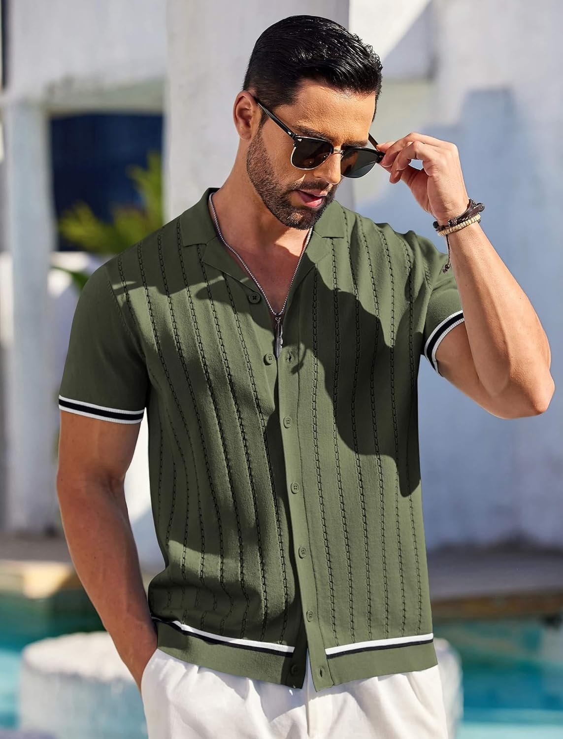 COOFANDY Men's Short Sleeve Knit Shirt Casual Butt... - Image 5