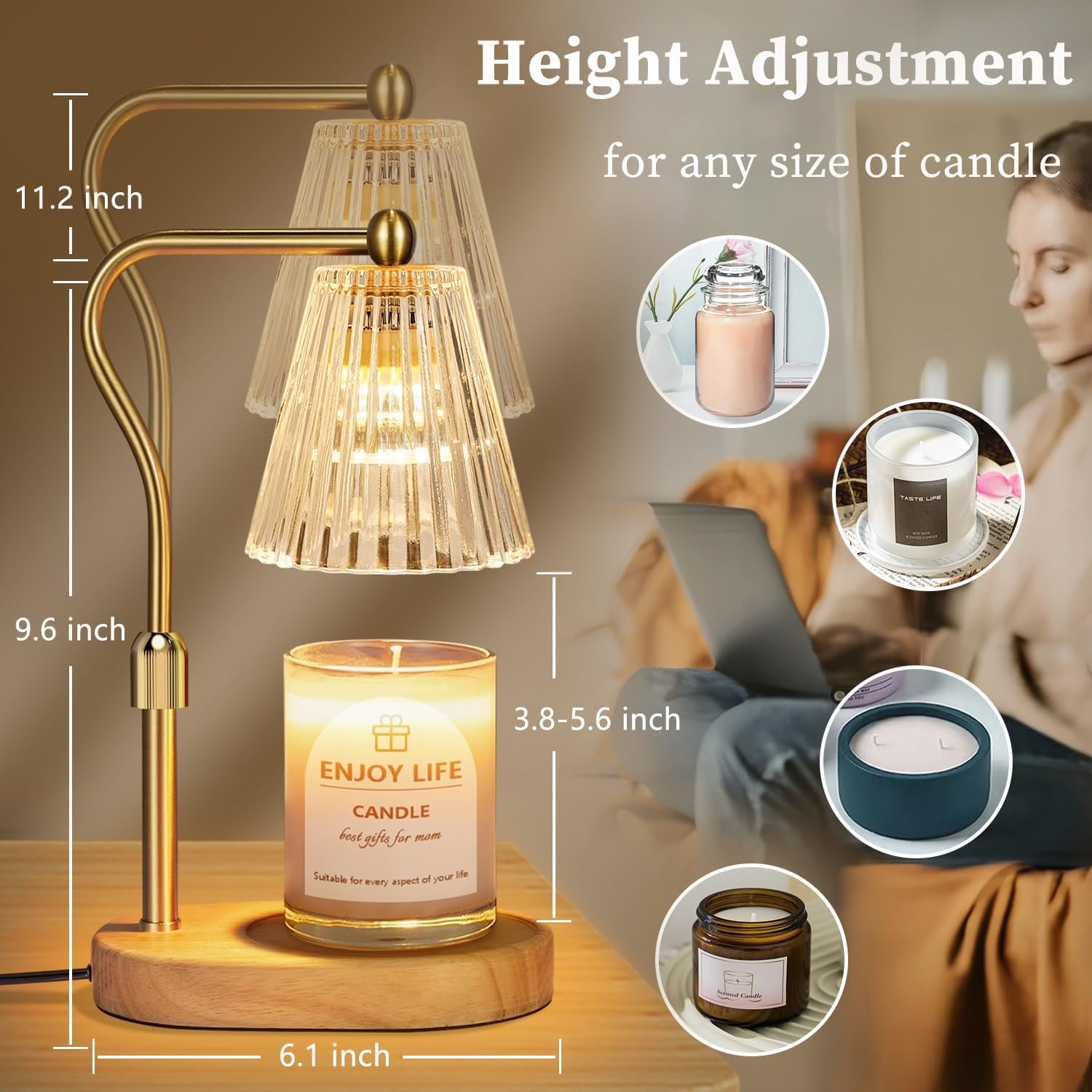 Candle Warmer Lamp with Timer Dimmer Adjustable He... - Image 6