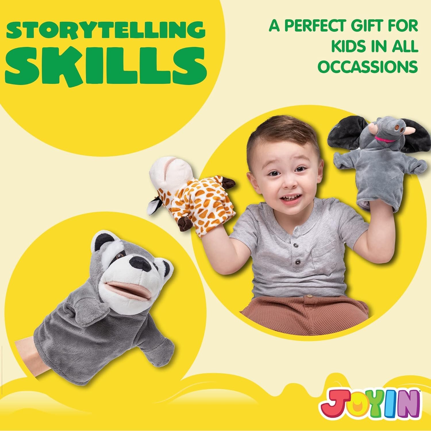 JOYIN 6Pcs Kids Hand Puppet Set with Working Mouth... - Image 4