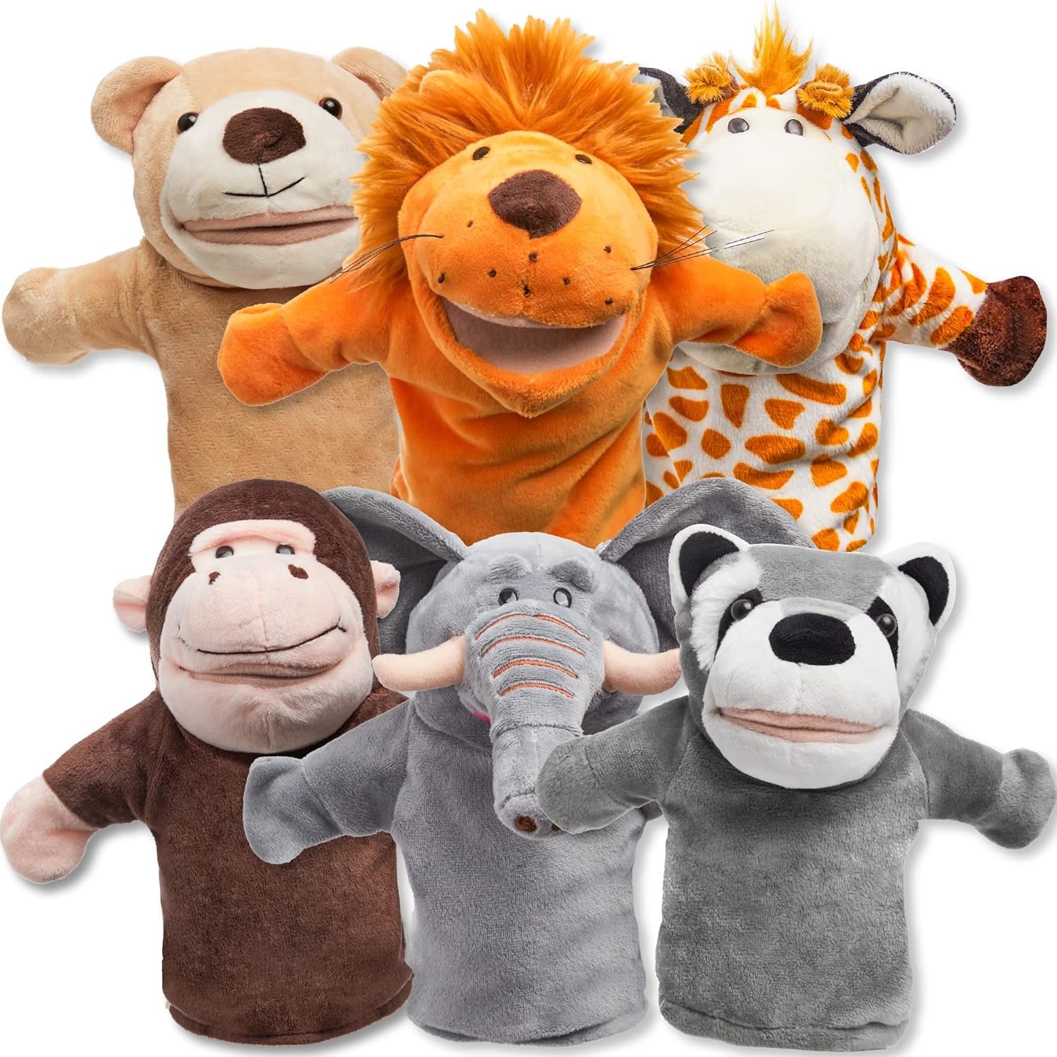 JOYIN 6Pcs Kids Hand Puppet Set with Working Mouth... - Image 2